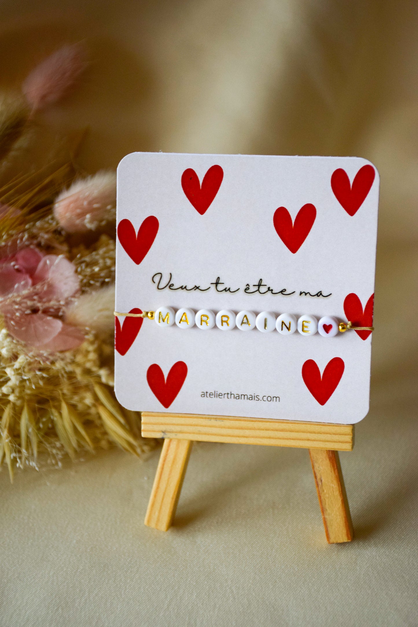 Bracelet annonce "Veux-tu être ma Marraine" - Collection petit coeur