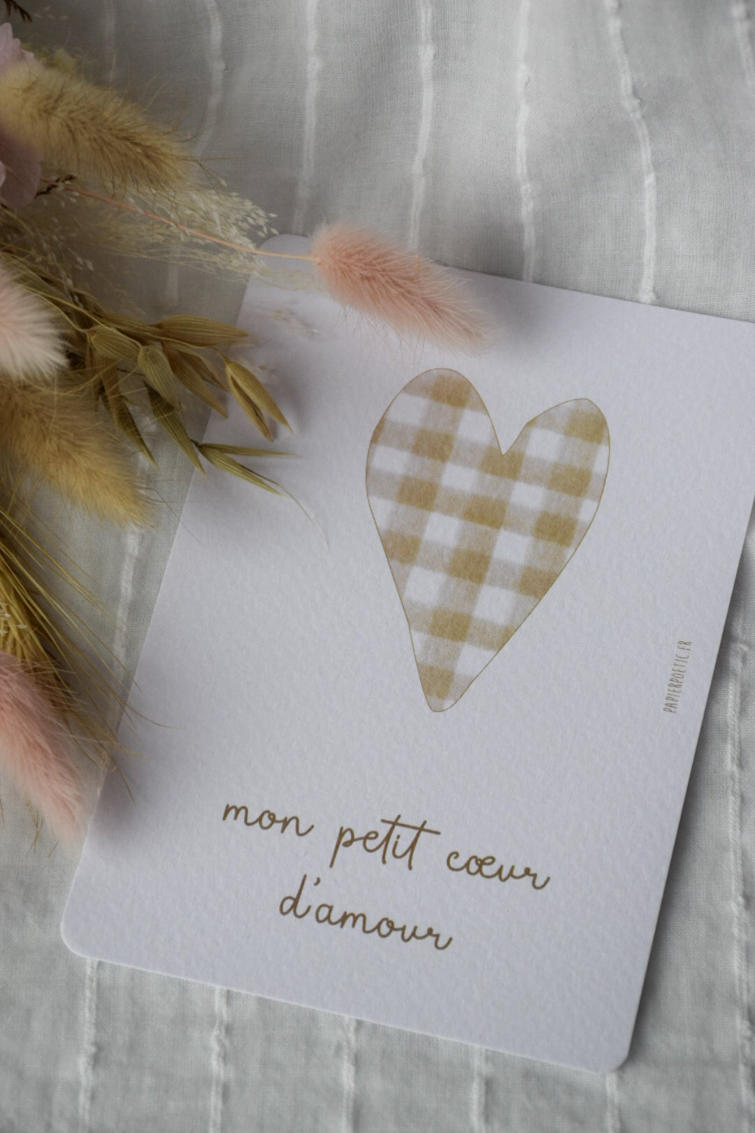 Carte "Mon petit cœur d'amour" vichy ♥ Cadeau naissance - Papier Poetic