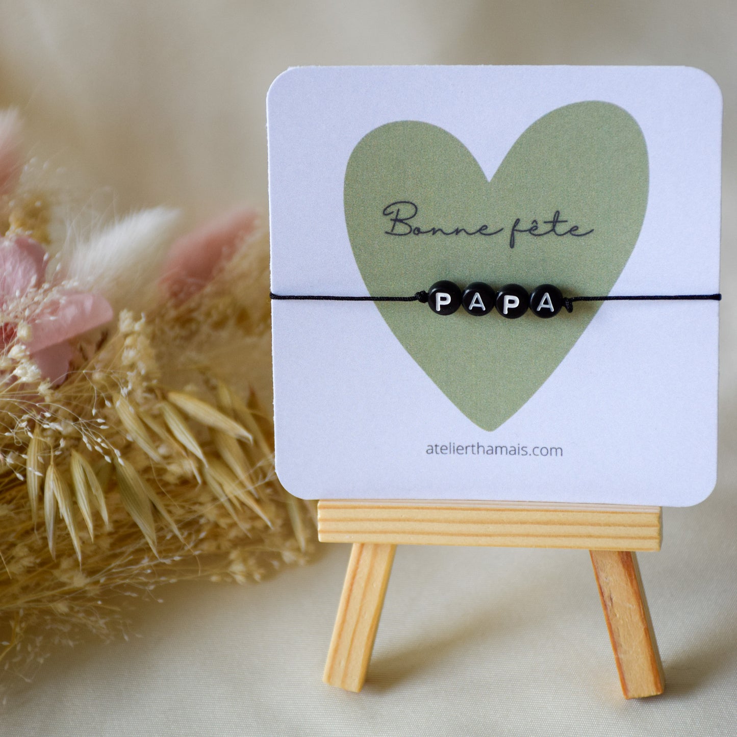Bracelet "Bonne fête papa" - Carte kaki