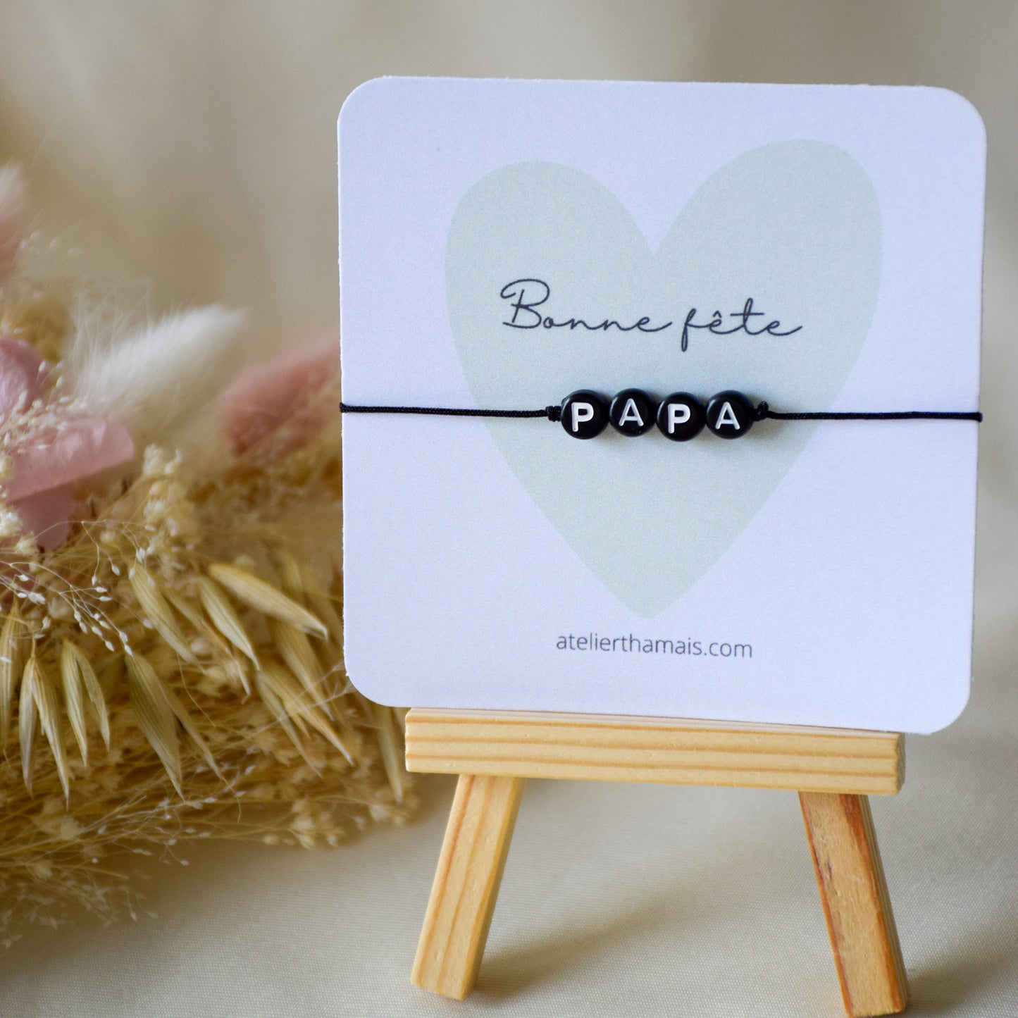 Bracelet "Bonne fête papa" - Carte verte claire