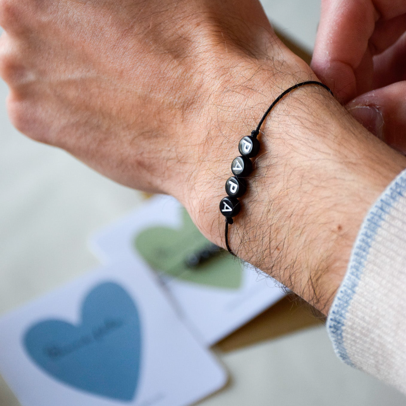 Bracelet "Bonne fête papa" - Carte kaki