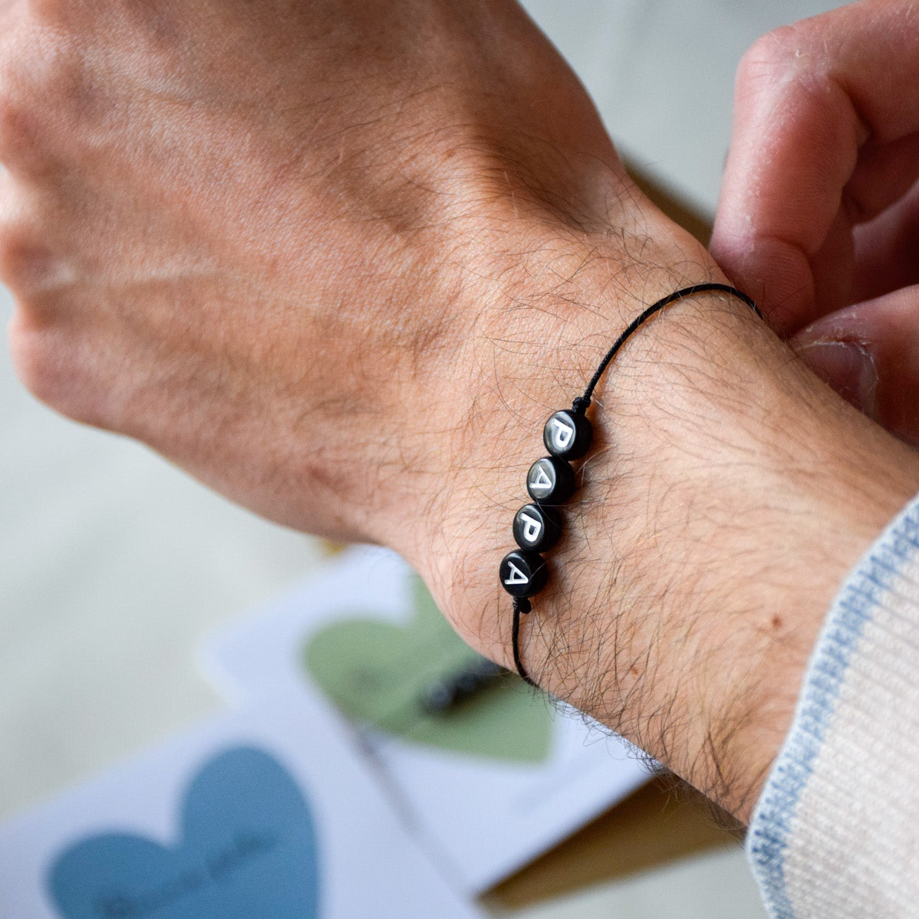 Bracelet "Bonne fête papa" - Carte verte claire