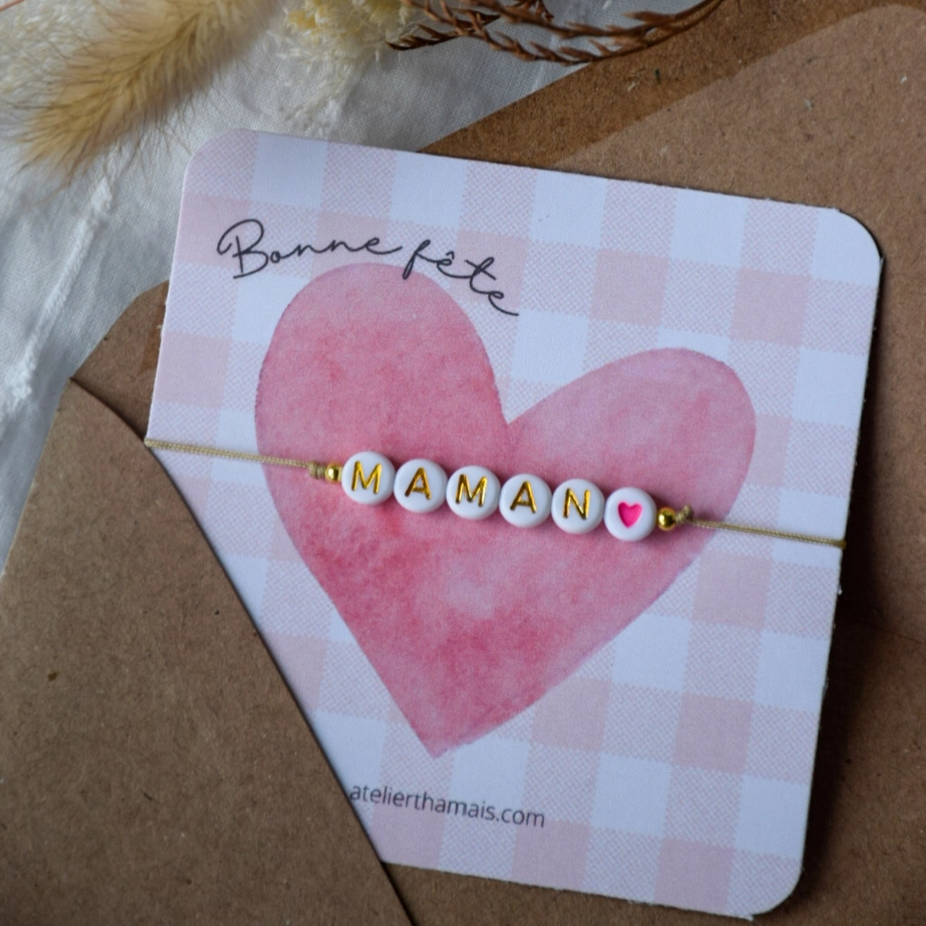 Bracelet sur carte - "Bonne fête Maman"