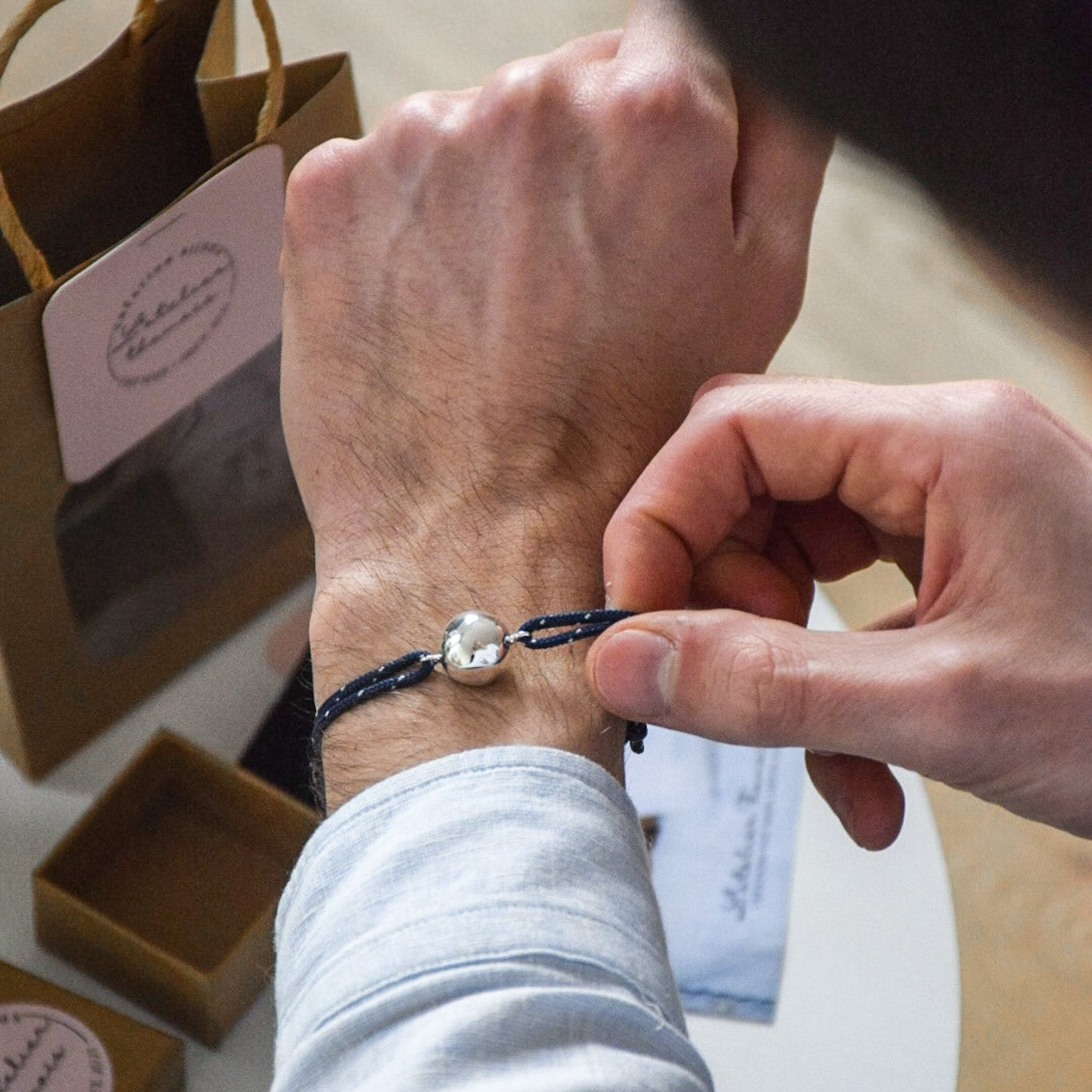 Bracelet bola pour papa - Bleu Marine