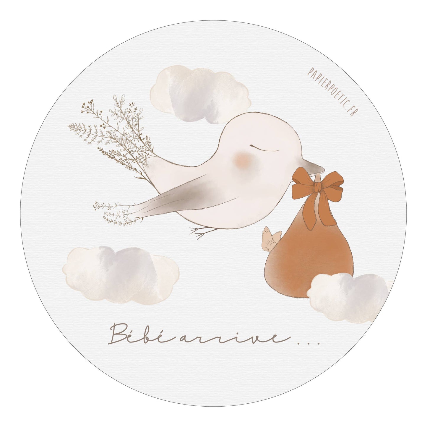 Carte ronde "Bébé arrive" ♥ Cadeau naissance