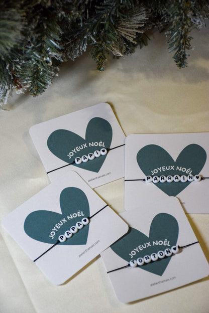 Bracelet sur carte homme « Joyeux Noël »