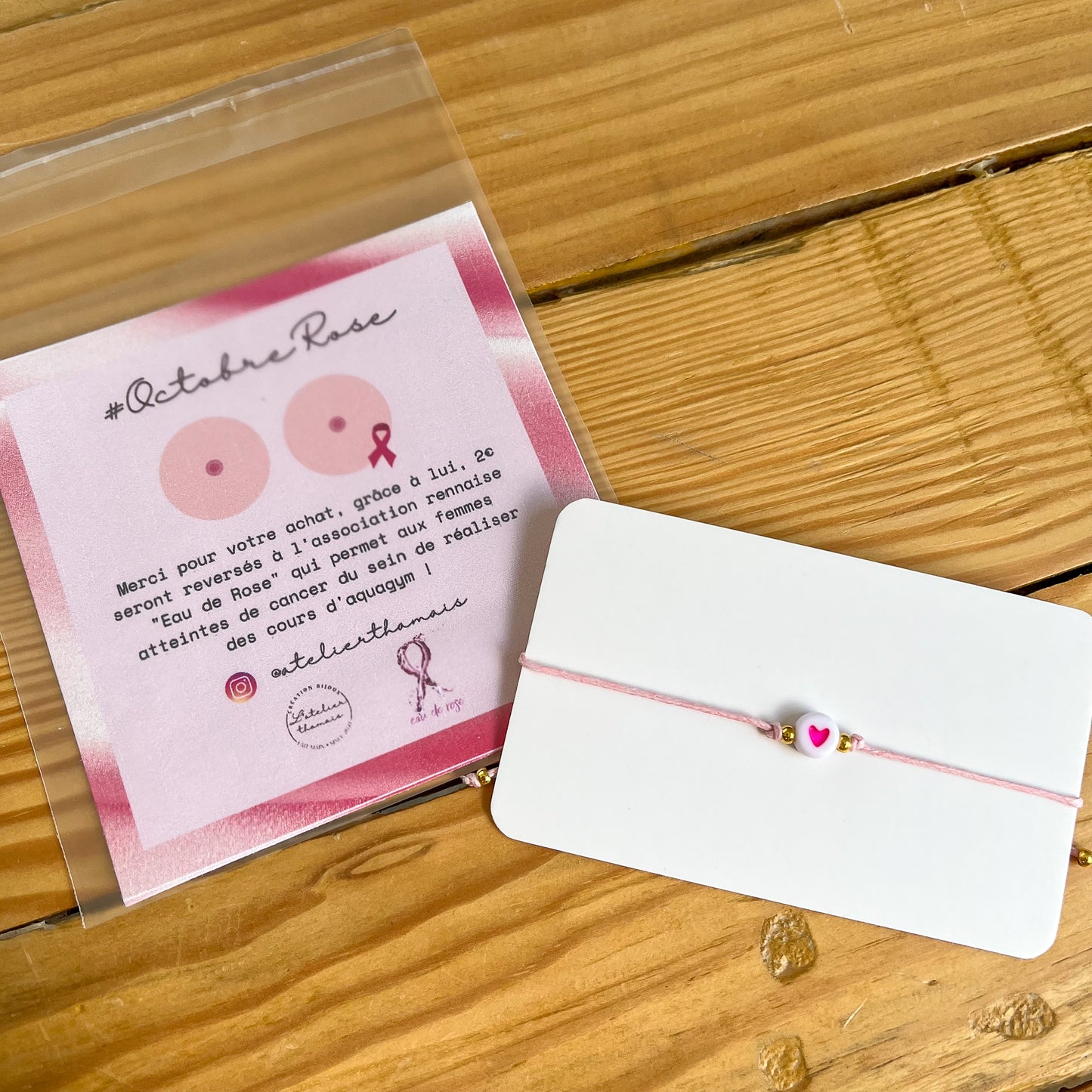 Bracelet solidaire Octobre Rose - 2€ reversés à Eau de Rose