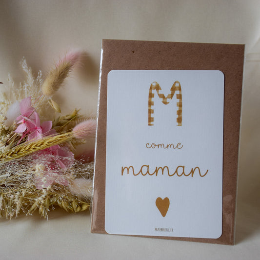 Carte illustration "M comme Maman" / Papier Poetic