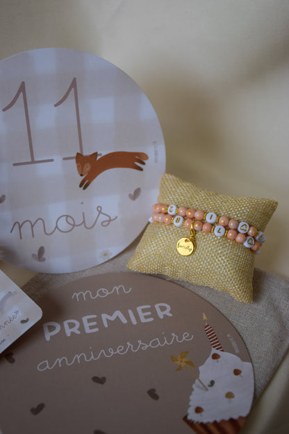 Coffret cadeau grossesse : "En attendant bébé" - Bracelet allaitement, cartes étapes, tisane allaitement