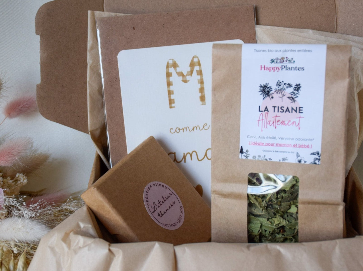 Coffret cadeau "Allaitement serein" - Bracelet allaitement, illustration et tisane d'allaitement