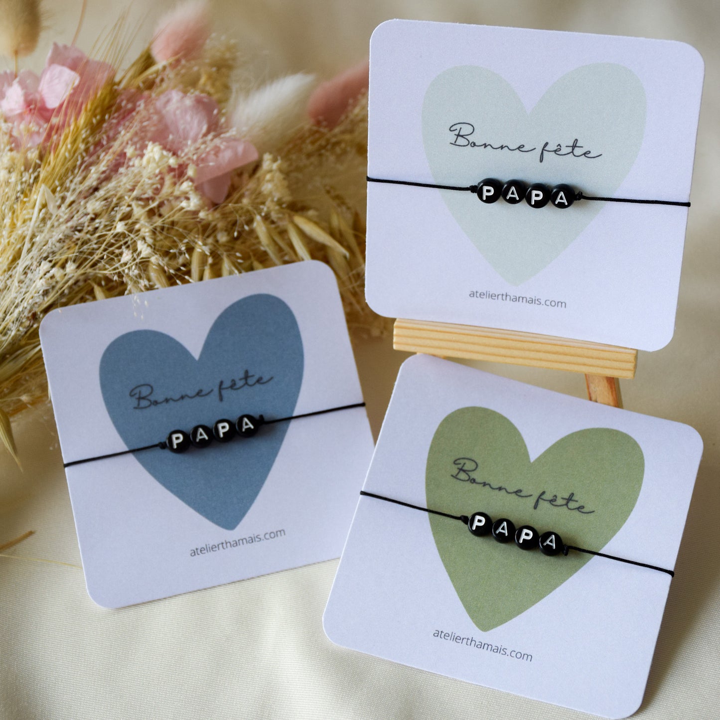 Bracelet "Bonne fête papa" - Carte verte claire