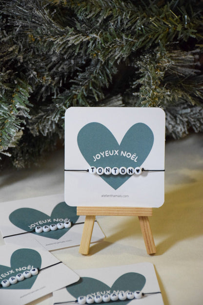 Bracelet sur carte homme « Joyeux Noël »