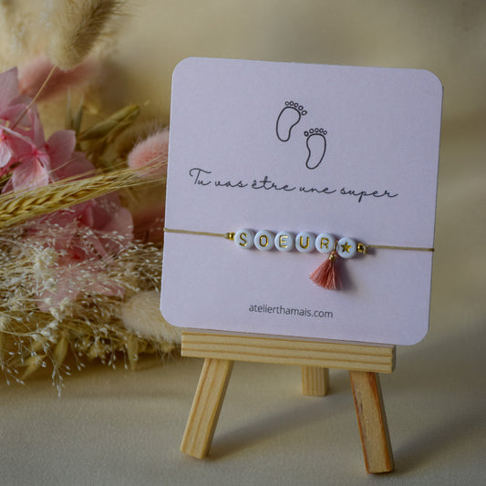 Bracelet annonce "Tu seras une super soeur"