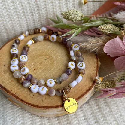 Bracelet d'allaitement perles quartz (Marbre violet)